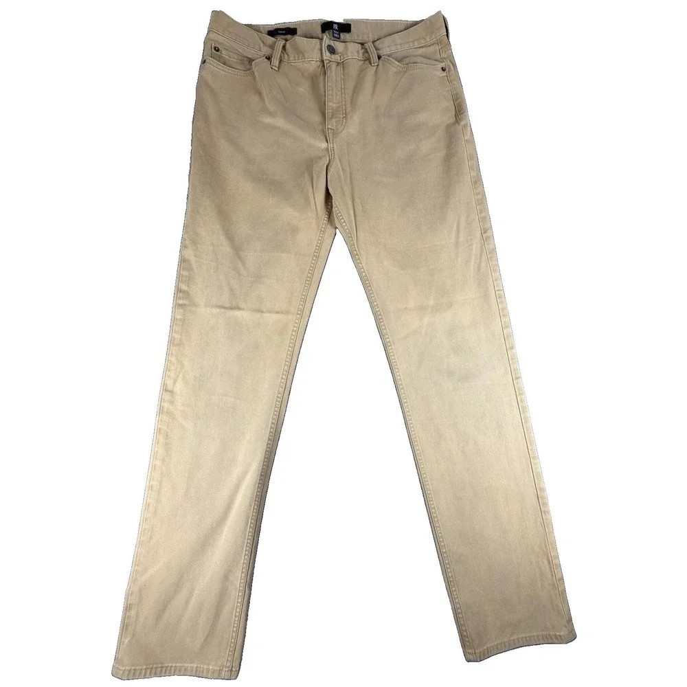 Banana Republic Jeans Mens 35x34 Medium Wash Beige Slim Straight Stretch Denim